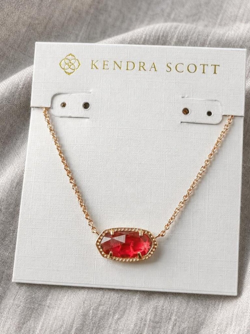 Kendra Scott Elisa Rose Gold Necklace & Berry red glass
